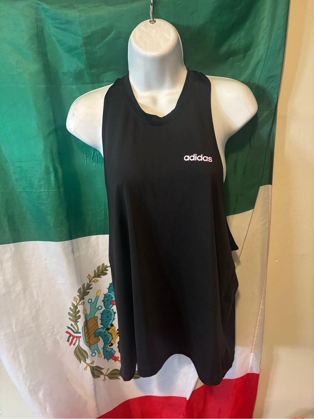 adidas Black Women's Racerback Tank with Small Pink Logo